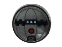 LEGO part Tile, Round 1 x 1 with SW Thermal Detonator with Red Button Pattern 98138pb008