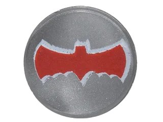 LEGO onderdeel Tile, Round 1 x 1 with Red Bat Batman Logo Pattern (98138pb040)