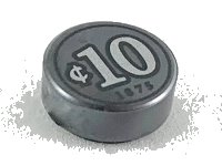LEGO onderdeel Tile, Round 1 x 1 with Silver Coin Money with Cent Symbol, '10' and '1875' Pattern 98138pb103