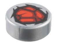 LEGO part Tile, Round 1 x 1 with Red, Dark Red and Black Bloodstone Pattern 98138pb391