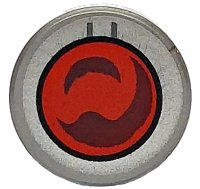 LEGO onderdeel Tile, Round 1 x 1 with Dark Red and Red Goggle Lens with Black Circle and Silver Border Pattern 98138pb422