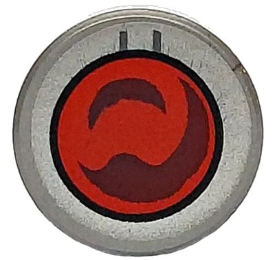 LEGO onderdeel Tile, Round 1 x 1 with Dark Red and Red Goggle Lens with Black Circle and Silver Border Pattern (98138pb422)