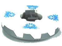 LEGO onderdeel Turntable 6 x 6 x 1 1/3 Round Base Serrated with White Top and White Heads on Medium Blue Ice Shards Pattern (Ninjago Spinner) 98318c06pb01