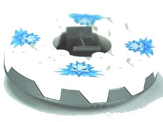 LEGO onderdeel Turntable 6 x 6 x 1 1/3 Round Base Serrated with White Top and White Heads on Medium Blue Ice Shards Pattern (Ninjago Spinner) (98318c06pb01)