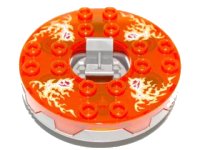 LEGO onderdeel Turntable 6 x 6 x 1 1/3 Round Base Serrated with Trans-Neon Orange Top and Fire Energy Pattern (Ninjago Spinner) 98318c13pb01
