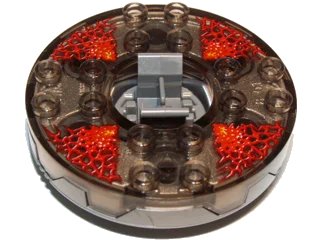 LEGO onderdeel Turntable 6 x 6 x 1 1/3 Round Base Serrated with Trans-Brown Top with Red Energy Pattern (Ninjago Spinner) (98318c15pb01)