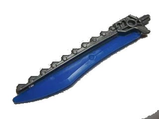 LEGO onderdeel Hero Factory Weapon, Saw with Molded Blue Sword Blade Pattern (98568pb03)