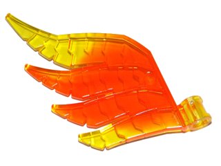 LEGO onderdeel Hero Factory Wing, Feathered with Axle Hole with Marbled Trans-Yellow Pattern (15370pb01)