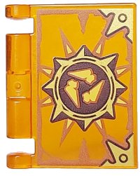 LEGO part Minifigure, Utensil Book Cover with Gold Circle with Spikes, Bone Shards, Dark Orange Highlights Pattern (Nexo Knights Book of Destruction) 24093pb007