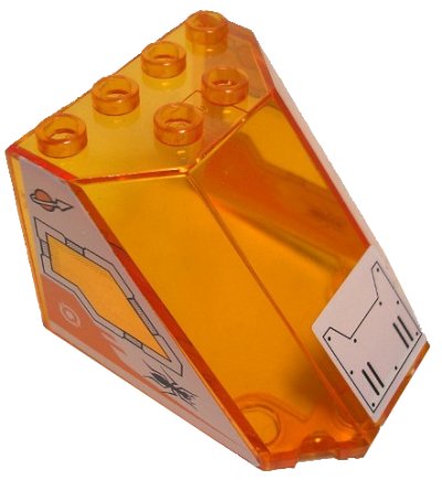 LEGO onderdeel Windscreen 5 x 4 x 3 with Shield Pattern on Front and Modified Classic Space Logo and Ant Pattern on Both Sides (Stickers) - Set 7648 (30251pb01)