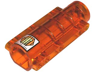 LEGO onderdeel Cylinder 9 x 4 x 2 Tapered with Flat Bottom, Pin Holes with 'HIGH RISK AREA' and Captured Alien Pattern (Sticker) - Sets 7644 / 7647 / 7690 / 7692 / 7694 / 7697 / 7699 (58947pb01)