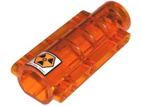 LEGO part Cylinder 9 x 4 x 2 Tapered with Flat Bottom, Pin Holes with 'HIGH RISK AREA' and Hazard Symbol Pattern (Sticker) - Sets 7690 / 7692 / 7697 / 7699 58947pb02