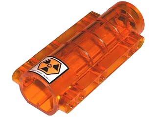 LEGO onderdeel Cylinder 9 x 4 x 2 Tapered with Flat Bottom, Pin Holes with 'HIGH RISK AREA' and Hazard Symbol Pattern (Sticker) - Sets 7690 / 7692 / 7697 / 7699 (58947pb02)