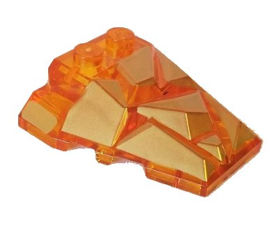 LEGO part Wedge 4 x 4 Fractured Polygon Top with Gold Facets Pattern (64867pb03)