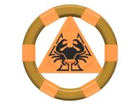 LEGO onderdeel Ring with Center Triangle with Gold Bands and Crab Pattern (Atlantis Treasure Key) 87748pb01