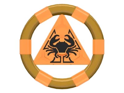 LEGO onderdeel Ring with Center Triangle with Gold Bands and Crab Pattern (Atlantis Treasure Key) (87748pb01)