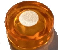 LEGO part Tile, Round 1 x 1 with Silver Dot Pattern 98138pb440