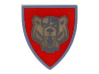 LEGO part Minifigure, Shield Triangular  with Red and Gold Santis Bear Pattern 3846pb016