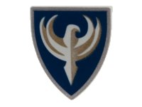 LEGO onderdeel Minifigure, Shield Triangular  with Dark Blue and Gold Jayko Hawk Pattern 3846pb017
