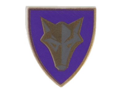 LEGO onderdeel Minifigure, Shield Triangular  with Purple and Gold Danju Wolf Pattern (3846pb018)