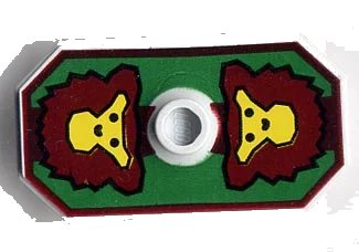 LEGO onderdeel Minifigure, Shield Octagonal Long with Stud with Knights Kingdom Rascus Monkey Pattern (Printed Version) (48494pb02)