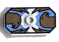 LEGO part Minifigure, Shield Octagonal Long with Stud with Knights Kingdom Jayko Hawk Pattern (Printed Version) 48494pb03