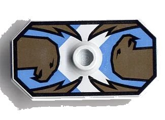 LEGO onderdeel Minifigure, Shield Octagonal Long with Stud with Knights Kingdom Jayko Hawk Pattern (Printed Version) (48494pb03)
