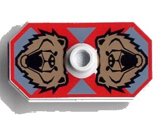 LEGO onderdeel Minifigure, Shield Octagonal Long with Stud with Knights Kingdom Santis Bear Pattern (Printed Version) (48494pb04)