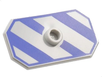 LEGO onderdeel Minifigure, Shield Octagonal Long with Stud with Blue-Violet Diagonal Stripes Pattern (48494pb06)