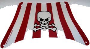 LEGO onderdeel Cloth Sail 28 x 18 Bottom with Red Stripes, Skull and Crossbones Pattern (sailbb42)