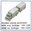 LEGO onderdeel 1:87 Mercedes Truck/Trailer (652-1)
