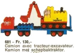 LEGO onderdeel Low-Loader with 4 Wheel Excavator (681-1)