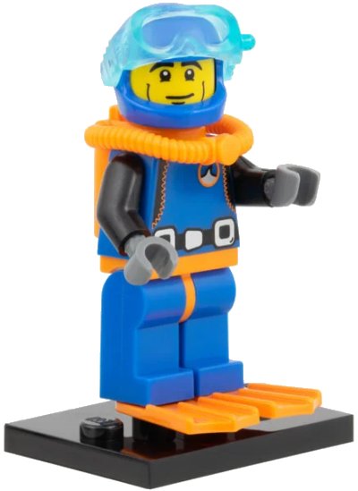 LEGO onderdeel Deep Sea Diver, Series 1 (Complete Set with Stand and Accessories) (col01-15)