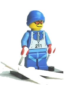 LEGO onderdeel Skier, Series 2 (Complete Set with Stand and Accessories) (col02-12)