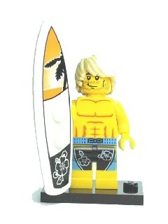LEGO onderdeel Surfer, Series 2 (Complete Set with Stand and Accessories) (col02-15)