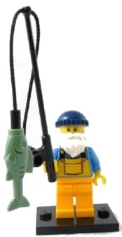 LEGO onderdeel Fisherman, Series 3 (Complete Set with Stand and Accessories) col03-1