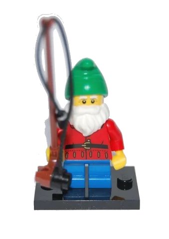 LEGO onderdeel Lawn Gnome, Series 4 (Complete Set with Stand and Accessories) (col04-1)