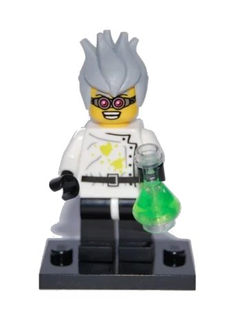 LEGO onderdeel Crazy Scientist, Series 4 (Complete Set with Stand and Accessories) (col04-16)