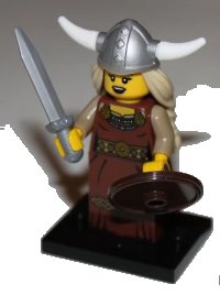 LEGO onderdeel Viking Woman, Series 7 (Complete Set with Stand and Accessories) col07-13