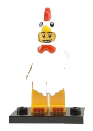 LEGO onderdeel Chicken Suit Guy, Series 9 (Complete Set with Stand and Accessories) (col09-7)