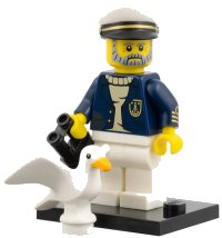 LEGO part Sea Captain, Series 10 (Complete Set with Stand and Accessories) col10-10