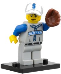 LEGO part Baseball Fielder, Series 10 (Complete Set with Stand and Accessories) col10-13
