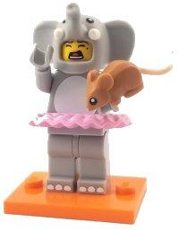 LEGO part Elephant Costume Girl, Series 18 (Complete Set with Stand and Accessories) col18-1