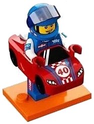 LEGO part Race Car Guy, Series 18 (Complete Set with Stand and Accessories) col18-13