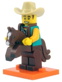 LEGO part Cowboy Costume Guy, Series 18 (Complete Set with Stand and Accessories) col18-15