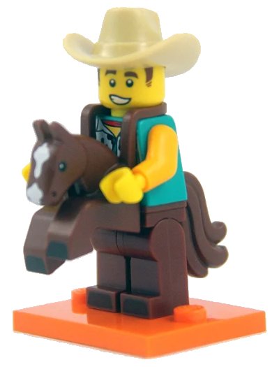 LEGO onderdeel Cowboy Costume Guy, Series 18 (Complete Set with Stand and Accessories) (col18-15)