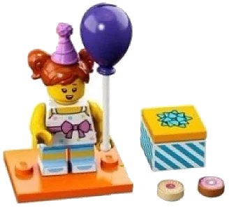 LEGO onderdeel Birthday Party Girl, Series 18 (Complete Set with Stand and Accessories) (col18-6)