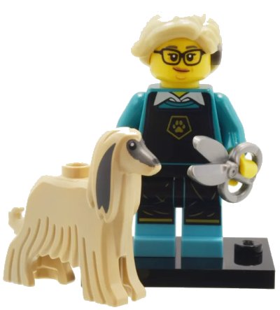 LEGO onderdeel Pet Groomer, Series 25 (Complete Set with Stand and Accessories) (col25-12)