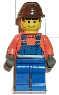 LEGO onderdeel Overalls with Safety Stripe Blue, Brown Cavalry Cap con005