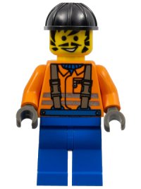 LEGO onderdeel Construction Worker - Orange Shirt, Black Construction Helmet con006